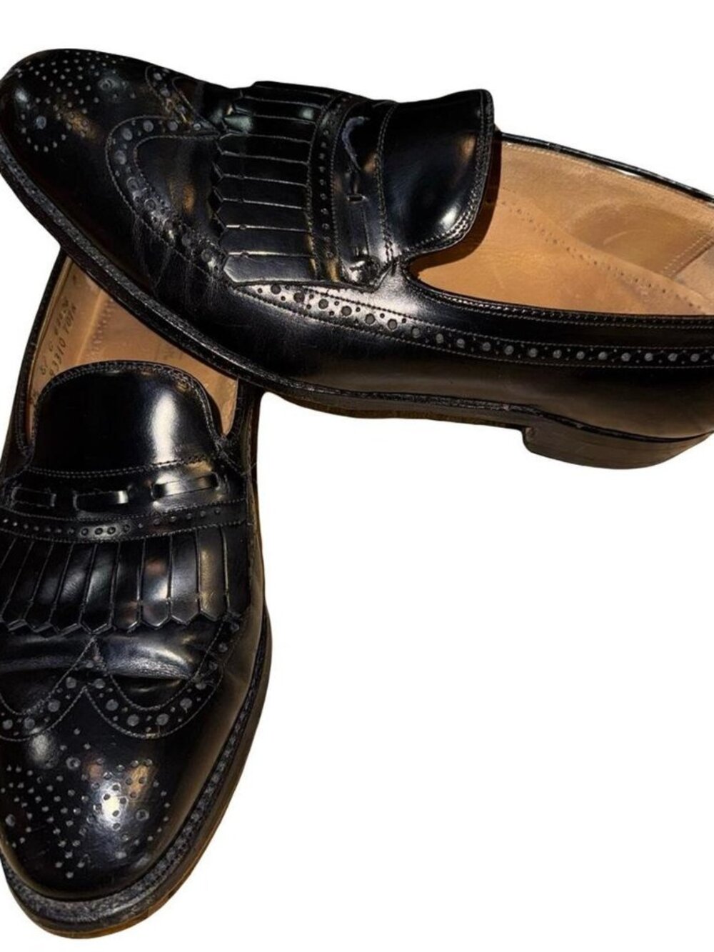Vintage 90s Johnston & Murphy wingtip Brogue Fringe Loafers
